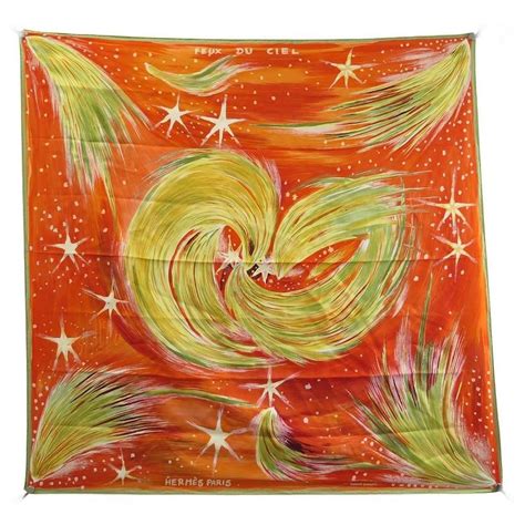 HERMES Silk Feux Du Ciel Scarf 90 